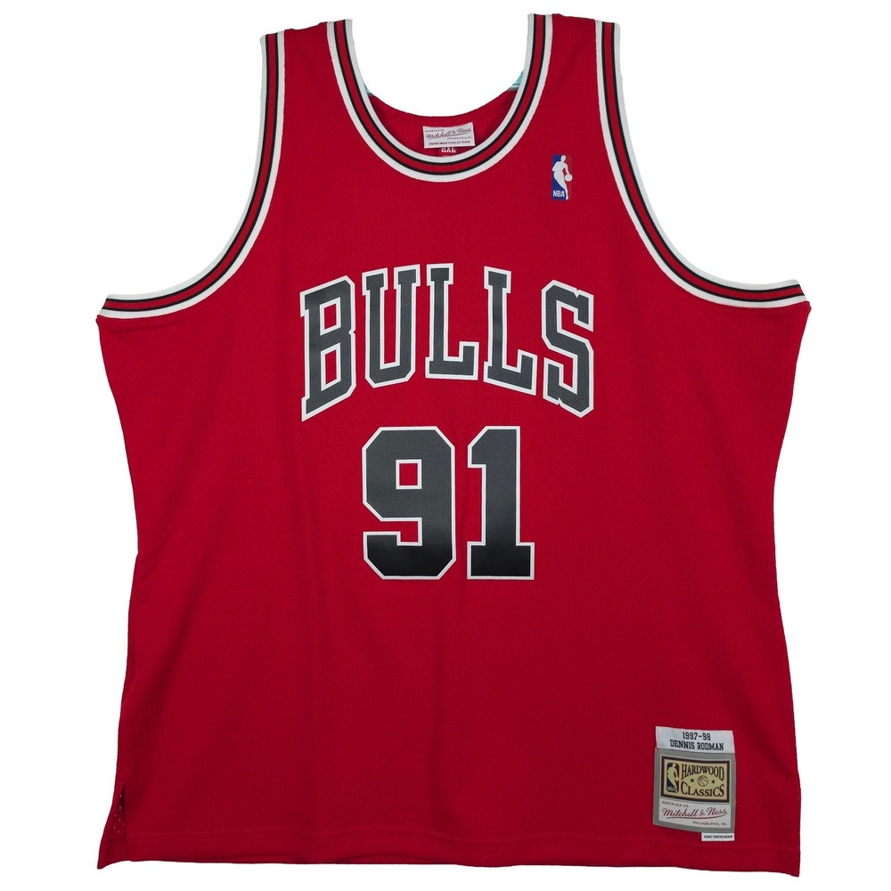 Dennis Rodman Chicago Bulls Mitchell & Ness NBA 2XL XXL Jersey 1997-98 Red NWT
